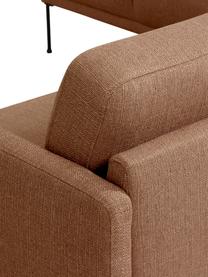 Sofa narożna z metalowymi nogami Fluente, Tapicerka: 100% poliester Dzięki tka, Stelaż: lite drewno sosnowe z cer, Nogi: metal malowany proszkowo, Nugatowa tkanina, S 221 x G 200 cm, lewostronna