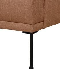 Sofa narożna z metalowymi nogami Fluente, Tapicerka: 100% poliester Dzięki tka, Stelaż: lite drewno sosnowe z cer, Nogi: metal malowany proszkowo, Nugatowa tkanina, S 221 x G 200 cm, lewostronna