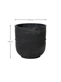 Handgefertigter Übertopf Ground mit geriffelter Oberfläche, Beton, Dunkelgrau, Ø 28 x H 40 cm