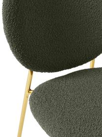 Chaises rembourrées en tissu bouclé Ulrica, 2 pièces, En tissu bouclé vert, couleur dorée, larg. 47 x prof. 61 cm