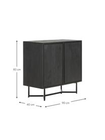 Sideboard Luca aus Massivholz, Korpus: Massives Mangoholz, lacki, Füße: Metall, pulverbeschichtet, Schwarz, B 90 x H 83 cm