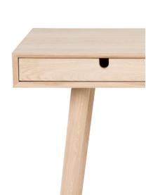 Wąskie biurko z drewna dębowego Century, Nogi: drewno dębowe, bielone, Drewno dębowe, 100 x 74 cm