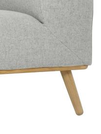 Canapé d'angle avec pieds en bois de chêne Archie, Tissu gris clair, larg. 264 x prof. 162 cm, méridienne à gauche