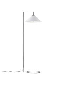 Leeslamp Iris, Lampenkap: linnen (100% polyester), Lampvoet: verchroomd metaal, Wit, zilverkleurig, Ø 45 x H 160 cm