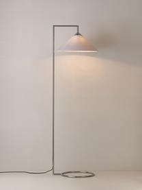 Leeslamp Iris, Lampenkap: linnen (100% polyester), Lampvoet: verchroomd metaal, Wit, zilverkleurig, Ø 45 x H 160 cm