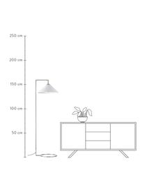 Leeslamp Iris, Lampenkap: linnen (100% polyester), Lampvoet: verchroomd metaal, Wit, zilverkleurig, Ø 45 x H 160 cm