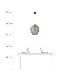 Hanglamp Beau van netstof, Lampenkap: textiel, Baldakijn: gepoedercoat metaal, Grijs, Ø 76 x H 25 cm