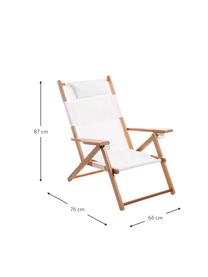 Tumbona plegable Tommy, Asiento: 50% poliéster, 50% algodó, Estructura: madera de teca, Madera de teca, blanco, An 66 x Al 87 cm