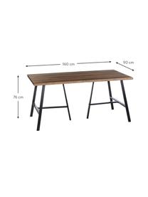 Esstisch Dinni, 160 x 90 cm, Tischplatte: Mitteldichte Holzfaserpla, Beine: Metall, beschichtet, Braun, Schwarz, B 160 x T 90 cm