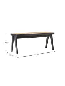 Zitbank Sissi met Weens vlechtwerk, Frame: massief eikenhout, Zitvlak: rotan, Rotan, zwart, B 110 x H 48 cm