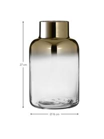 Mondgeblazen glazen vaas Uma met goud-zilveren glans, Glas, Transparant, goudkleurig, Ø 16 x H 27 cm