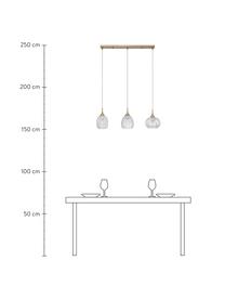 Pendelleuchte Vario aus satiniertem Glas, Lampenschirm: Glas, satiniert, Baldachin: Aluminium, beschichtet, Messingfarben, B 76 x H 24 cm