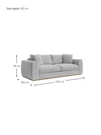 Sofa Vienna (3-Sitzer), Bezug: 100 % Polyester Der strap, Webstoff Grau, B 234 x T 102 cm
