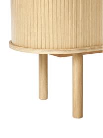 Credenza bassa con fronte scanalato Calary, Gambe: legno massiccio di querci, Legno di quercia, Larg. 138 x Alt. 55 cm