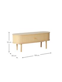 Credenza bassa con fronte scanalato Calary, Gambe: legno massiccio di querci, Legno di quercia, Larg. 138 x Alt. 55 cm
