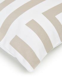 Katoenen kussenhoes Bram met grafisch patroon, 100% katoen, Beige, wit, B 45 x L 45 cm