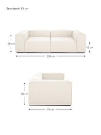 Modulares Sofa Lennon (3-Sitzer) in Beige, Bezug: 100% Polyester Der strapa, Gestell: Massives Kiefernholz, FSC, Webstoff Beige, B 238 x T 119 cm
