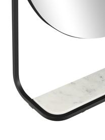 Miroir mural ovale avec étagère en marbre Verena, Noir, larg. 60 x haut. 90 cm