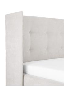 Gestoffeerd bed Star in beige, Frame: massief grenenhout en pla, Bekleding: polyester (gestructureerd, Geweven stof beige, 200 x 200 cm