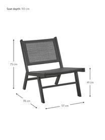 Fotel ogrodowy o wyglądzie drewna Palina, Stelaż: metal malowany proszkowo, Czarny, S 57 x G 78 cm