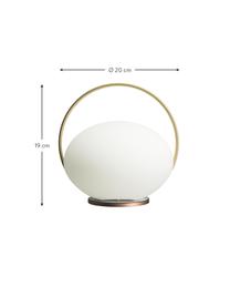 Mobile dimmbare LED-Außentischlampe Orbit mit USB-Anschluss, Lampenschirm: Kunststoff, Weiß, Goldfarben, Ø 20 x H 19 cm