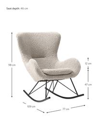 Mecedora de borreguillo Wing, Tapizado: poliéster (borreguillo) A, Estructura: metal brillante, Borreguillo gris, negro, An 77 x Al 109 cm