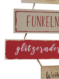 Wandobjekt Weihnachtszauber aus Holz, Beige, Rot, Weiß, Schwarz, B 40 x H 80 cm