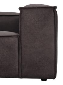 Canapé d'angle modulable en cuir recyclé Lennon, Cuir brun-gris, larg. 327 x prof. 180 cm, méridienne à gauche