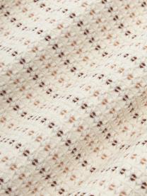Plaid en coton à texture gaufrée Kimber, 100 % coton, Blanc crème, tons bruns, larg. 130 x long. 170 cm
