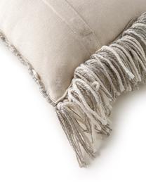 Coussin intérieur-extérieur en PET recyclé Morty, 100 % polyester (PET recyclé), Gris, beige, larg. 40 x long. 40 cm