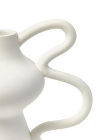 Vase design de forme organique Luvi, Grès cérame, Blanc, Ø 6 x haut. 32 cm
