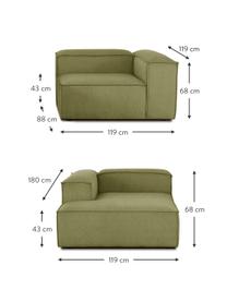 Narożna sofa modułowa ze sztruksu Lennon, Tapicerka: sztruks (92% poliester, 8, Stelaż: lite drewno sosnowe z cer, Nogi: tworzywo sztuczne, Zielony sztruks, S 238 x G 180 cm, lewostronna