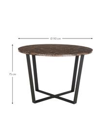 Okrúhly stôl s mramorovým vzhľadom Amble, Ø 110 cm, Hnedá, so vzhľadom mramoru, Ø 110 x V 75 cm