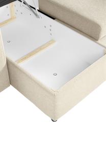 Sofa rozkładana z miejscem do przechowywania Noah, Tapicerka: poliester Dzięki tkaninie, Nogi: tworzywo sztuczne, Beżowa tkanina, S 343 x G 180 cm, lewostronna