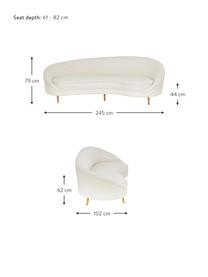 Bouclé-Nierensofa Gatsby (3-Sitzer), Bezug: Bouclé (70% Polyester, 20, Gestell: Massives Eukalyptusholz, Füße: Metall, galvanisiert, Bouclé Cremeweiß, B 245 x T 102 cm