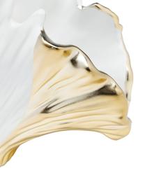 Vase design céramique Ginkgo Elegance, Céramique, émail, Blanc, couleur dorée, larg. 26 x haut. 18 cm