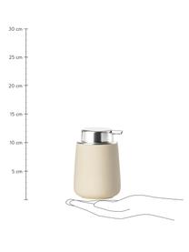 Dosificador de jabón de porcelana Nova One, Recipiente: porcelana, Dosificador: plástico, Beige, Ø 8 x Al 12 cm