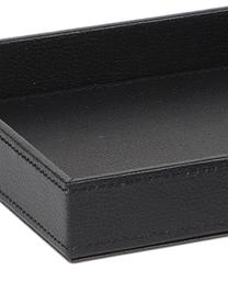 Kleines Deko-Tablett Server aus Kunstleder, Rahmen: Mitteldichte Holzfaserpla, Bezug: Polyurethan, Schwarz, B 18 x H 3 cm
