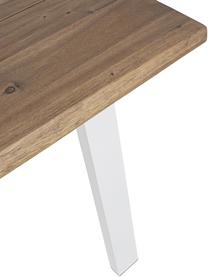 Stół ogrodowy z metalowymi nogami Oslo, Blat: drewno akacjowe z certyfi, Nogi: metal powlekany, Drewno akacjowe, biały, S 160 x G 90 cm