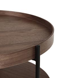 Tavolino rotondo da salotto in legno Renee, Ripiani: pannello di fibra a media, Struttura: metallo verniciato a polv, Legno di noce, Ø 69 cm