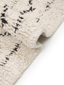Tapis d'entrée coton à franges tissé main Fionn, 100 % coton, Beige, noir, larg. 80 x long. 250 cm