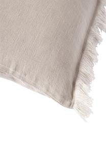 Funda de cojín de lino con flecos Luana, 100% lino

Por naturaleza, el lino tiene un tacto bastante aspero y un aspecto arrugado natural
La alta resistencia al desgarro hace que el lino sea muy resistente., Beige, An 40 x L 40 cm