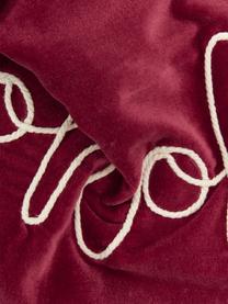 Federa arredo ricamata in velluto con bordino Hohoho, Velluto (100% cotone), Rosso, Larg. 30 x Lung. 50 cm