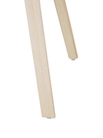Kunststoff-Armlehnstuhl Claire mit Holzbeinen, Sitzschale: Kunststoff, Beine: Buchenholz, Gelb, B 60 x T 54 cm