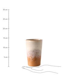 Mugs XL artisanaux 70's, 2 élém., Grès cérame, Tons beiges, orange, Ø 9 x haut. 14 cm, 475 ml