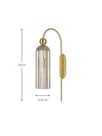 Lampada da parete Antic, Paralume: vetro, Struttura: metallo rivestito, Ottonato, champagne, Ø 10 x Alt. 30 cm