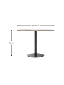 Mesa de comedor redonda de arenisca Harbour, Ø 105 cm, Tablero: arenisca, Negro, beige, Ø 105 x Al 73 cm