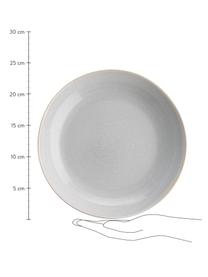 Ručně vyrobené hluboké talíře Manor, 6 ks, Kamenina, Světle šedá s béžovým okrajem, Ø 24 cm, V 4 cm