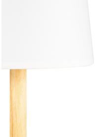 Tischlampe Woody Cuddles mit Holzfuß, Lampenschirm: Stoff, Lampenfuß: Metall, beschichtet, Stange: Holz, Weiß, Helles Holz, Ø 22 x H 44 cm
