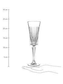 Kieliszek do szampana ze szkła kryształowego z reliefem Timeless, 6 szt., Szkło kryształowe Luxion, Transparentny, Ø 7 x W 24 cm, 210 ml